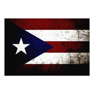 Black Grunge Puerto Rico Flag Fotodruck
