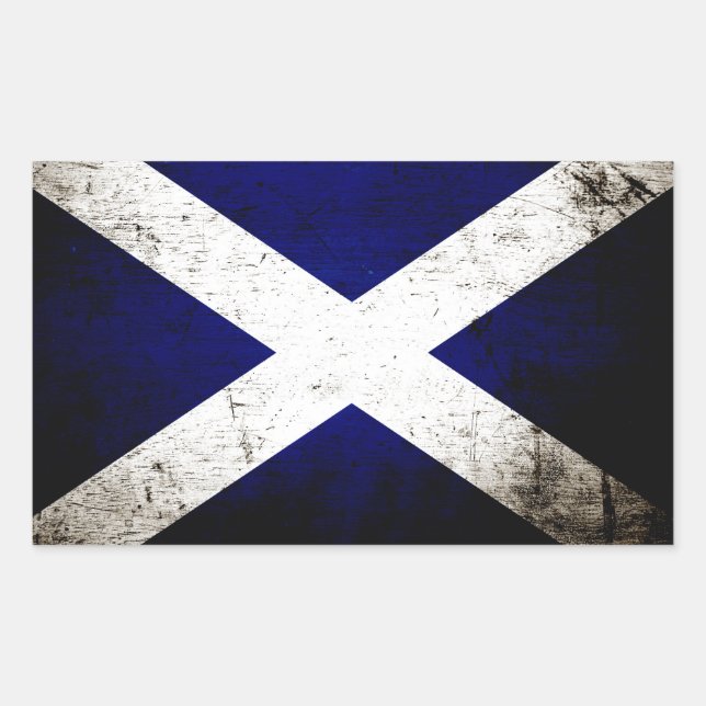 Black Grunge Scotland Flag Rechteckiger Aufkleber (Vorderseite)