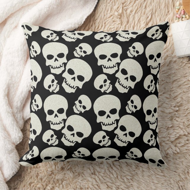 Black Grunge Skull Design Kissen (Decke)