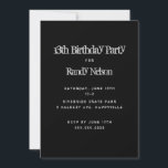 Black Grunge Sons Boys Teens Geburtstag Einladung<br><div class="desc">Solid schwarze Geburtstagsgeschenk-Einladung mit grauem Text in Grunge-Schriftart. Reverse enthält schwarz-graue Wirbel. Für Jungen von einem Alter bis zu einem älteren Teenager ist diese vertikale Karte leicht mit Datum,  Uhrzeit,  Ort und uAwg zu personalisieren.</div>