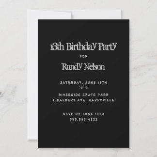 Black Grunge Sons Boys Teens Geburtstag Einladung