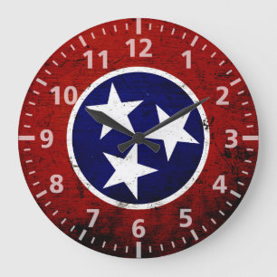 Black Grunge Tennessee State Flag Große Wanduhr