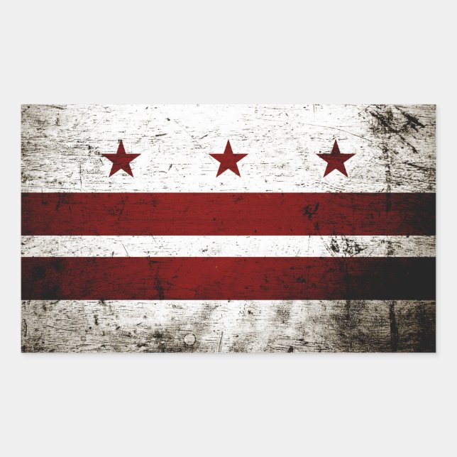Black Grunge Washington DC Flag Rechteckiger Aufkleber (Vorderseite)