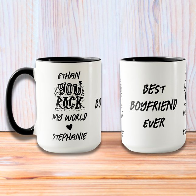 Black Grunge You Rock My World Best Boyfriend ever Tasse (Von Creator hochgeladen)
