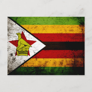 Black Grunge Zimbabwe Flag Postkarte