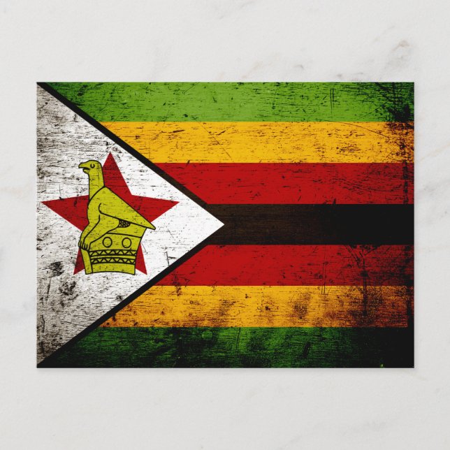 Black Grunge Zimbabwe Flag Postkarte (Vorderseite)