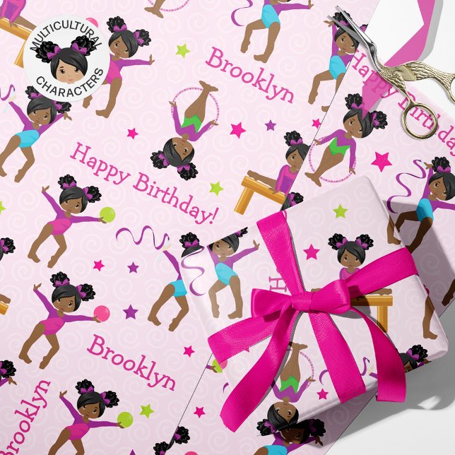 Black Gymnastic Birthday Wrapping Paper Geschenkpapier (Von Creator hochgeladen)