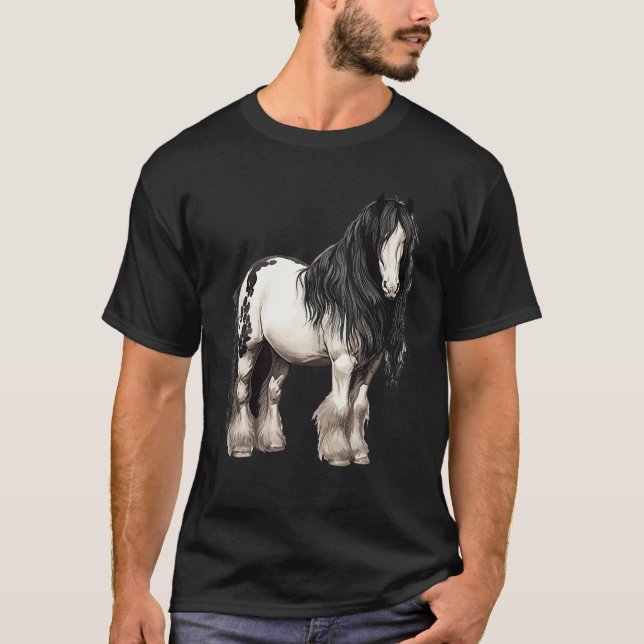 Black Gypsy Vanner Horse  Riding Equestrian T-Shirt (Vorderseite)