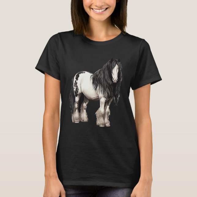 Black Gypsy Vanner Horse  Riding Equestrian T-Shirt (Vorderseite)