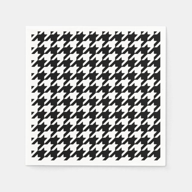 Black Hahnentrittmuster Paper Napkins Serviette (Vorderseite)