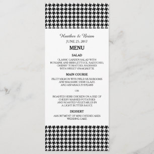 Black Hahnentrittmuster Wedding Menu Menükarte