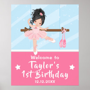 Black Hair Ballerina Pink Tutu Begrüßungszeichen Poster