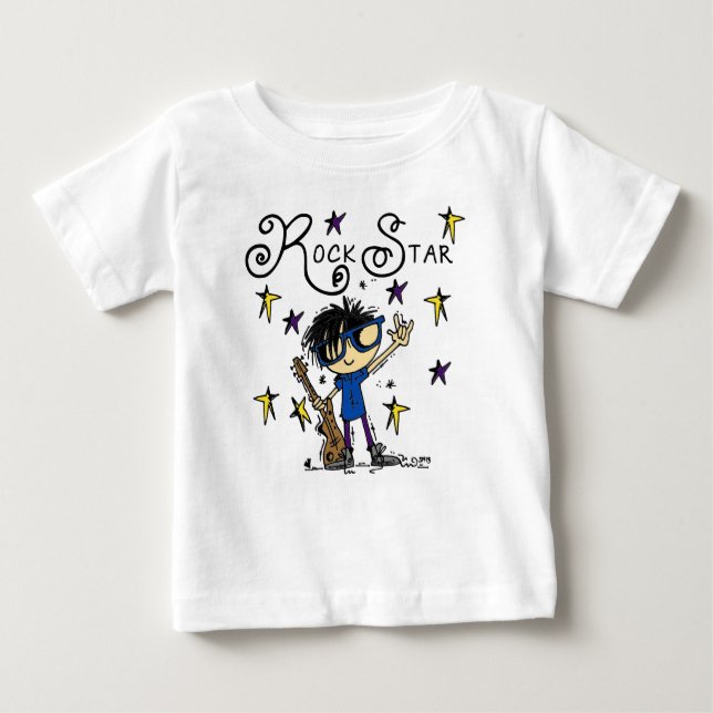 Black Hair Boy Rock Star Baby T-shirt (Vorderseite)