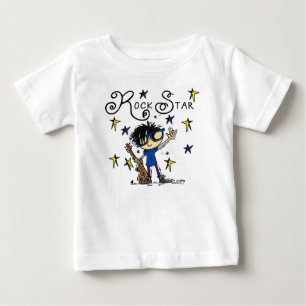Black Hair Boy Rock Star Baby T-shirt