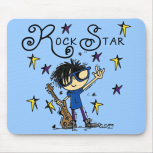 Black Hair Boy Rock Star Mousepad