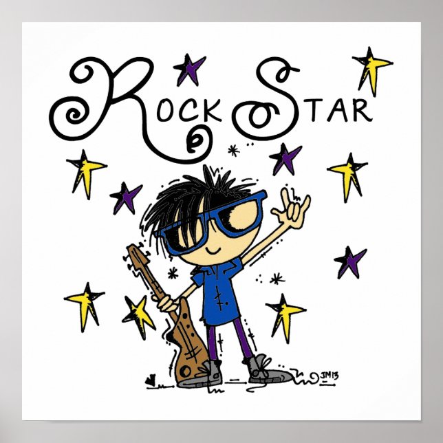 Black Hair Boy Rock Star Poster (Vorne)