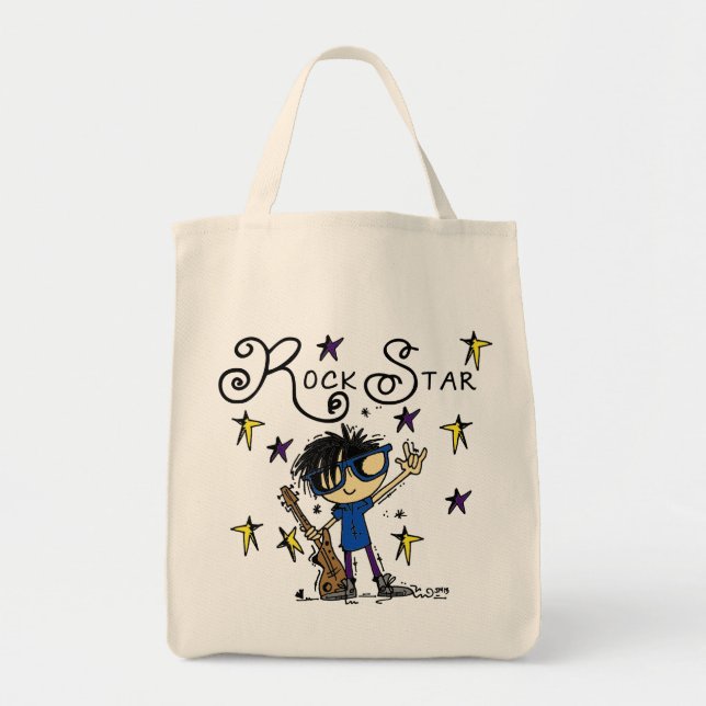Black Hair Boy Rock Star Tragetasche (Vorne)