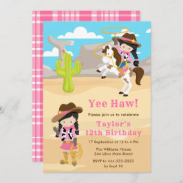 Black Hair Cowgirl Birthday Party Einladung