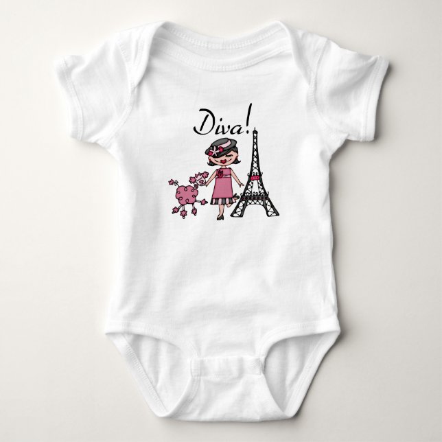 Black Hair Diva Baby Strampler (Vorderseite)