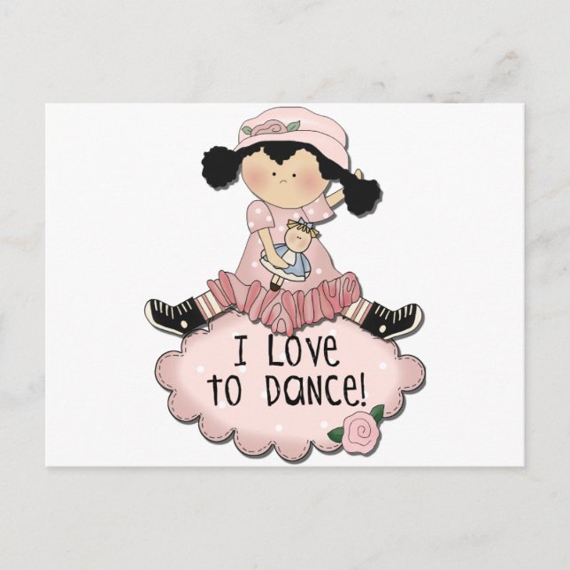 Black Hair Girl Dancer Tshirts und Geschenke Postkarte (Vorderseite)