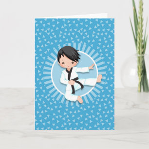 Black Hair Karate Boy Judo Martial Arts Karte