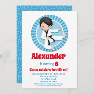 Black Hair Karate Judo Boys Einladung zum Geburtst