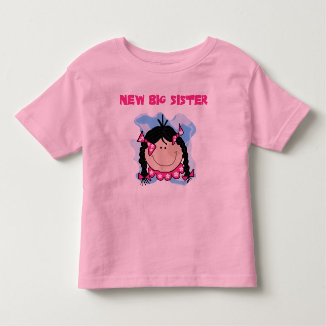 Black Hair New Big Sister Kleinkind T-shirt (Vorderseite)