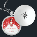 Black Hair Red Wedding 1st Christmas Necklace Sterling Silberkette<br><div class="desc">Keepake Necklaces Wählen Sie entweder Silver Plated Gold Finish oder Sterling Silver Unique Personalisiert Custom !st Christmas Gift Wedding Party Necklaces - um die Hintergrundfarbe zu ändern - klicken Sie auf Anpassen - wählen Sie das letzte Tool aus dem Drop-Down-Menü und wählen Sie aus einer der angezeigten Farben oder geben...</div>