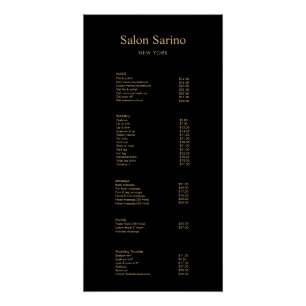 Black Hair Salon Service Price List Menü Poster