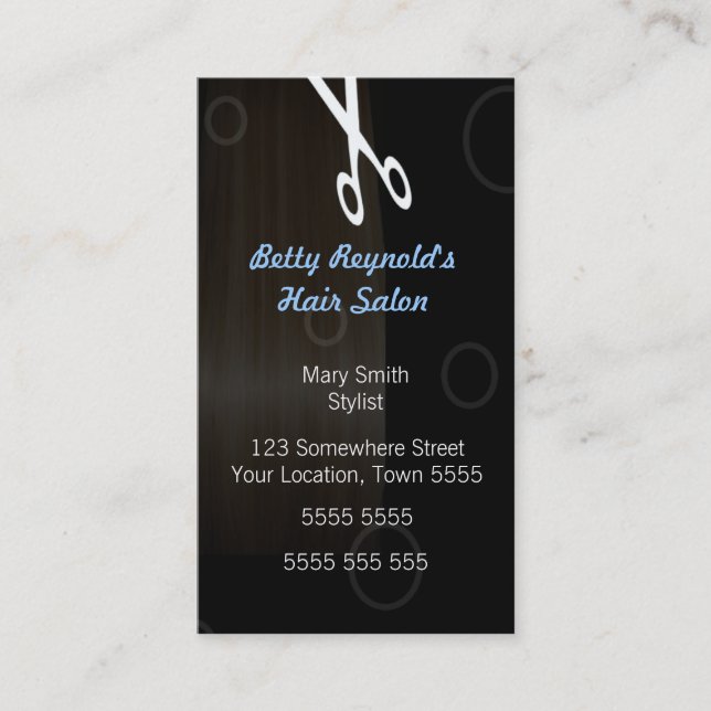 Black Hairdressing Business Card Visitenkarte (Vorderseite)