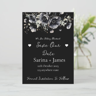 Black Halloween Autum Wedding Save the Date Einladung
