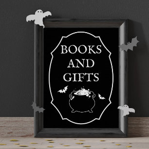 Black Halloween Baby Shower Bücher und Geschenke Poster