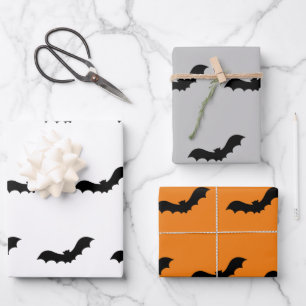 Black Halloween Bats Geschenkpapier Set