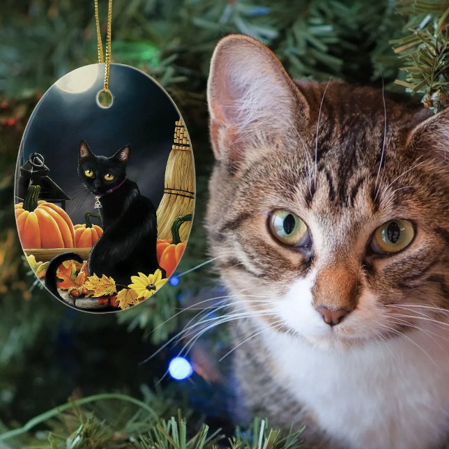 Black Halloween Cat Keramik Ornament (Von Creator hochgeladen)