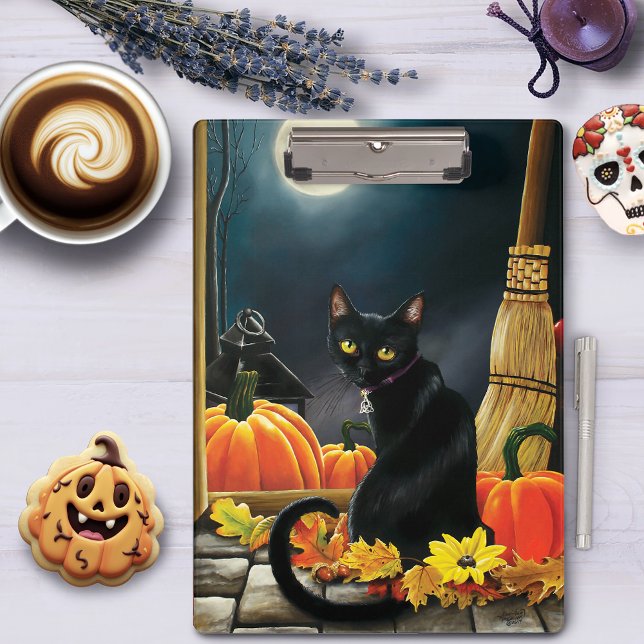 Black Halloween Cat Klemmbrett (Von Creator hochgeladen)