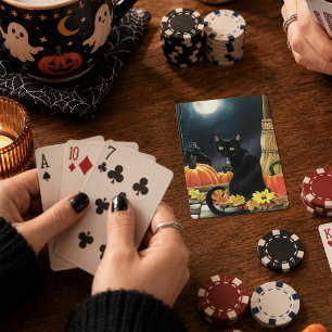 Black Halloween Cat Spielkarten