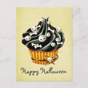 Black Halloween Cupcake Postkarte
