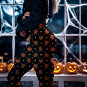 Black Halloween Pumpkins und Stars Leggings