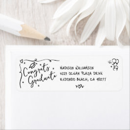 Black Hand Drawn Doodle Graduation White Address