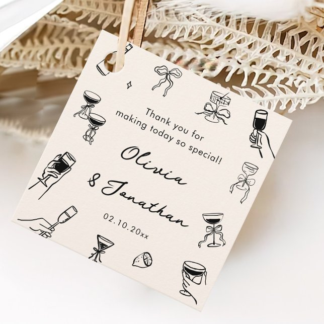 Black Hand Drawn Quirky Wedding Geschenkanhänger (Von Creator hochgeladen)