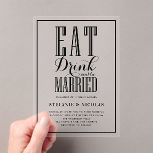 Black Hand Letted Calligrafy Wedding Acryleinladungen