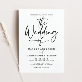 Black Hand Letted Calligrafy Wedding Einladung