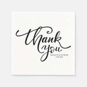 Black Hand Lettered Wedding Danke Serviette