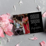 Black Hand-Writing Script Foto Hochzeit Vielen Dan Dankeskarte<br><div class="desc">Romantische Hochzeitskarte mit zwei Fotos gedruckt,  ein kleineres auf der einen und ein größeres auf der anderen Seite. Vielen Dank in einem modernen Handschrift-Skript,  auch Ihre Namen,  mit einem gedruckten Dankeschön Text oben.</div>