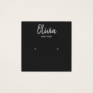 BLACK Handgeschriebene Skriptsteckerkarte Earring 