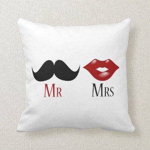 Black Handlebar Mustache Mr. und Mrs. Kissen