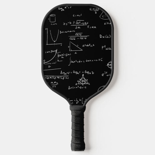 Black Handwriting Mathematics Equations Pickleball Schläger (Vorderseite)