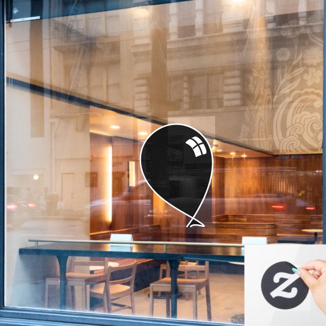 Black Happy Balloon Fensteraufkleber (Café-Fenster)
