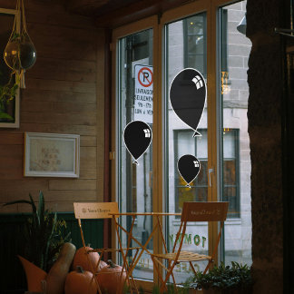 Black Happy Balloons Drei Größen Fensterklammer Fensteraufkleber