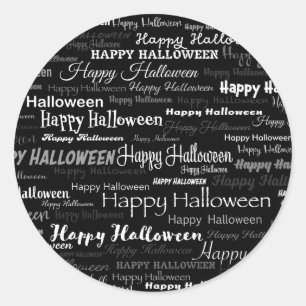 Black Happy Halloween Moderne Typografie Runder Aufkleber